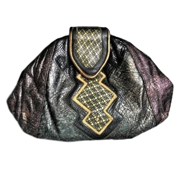 Vintage 80s Hala multicolour 'metalic 'crossbody or clutch purse bag - Picture 12 of 16